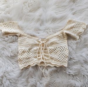 Crochet Off the Shoulder Crop Top